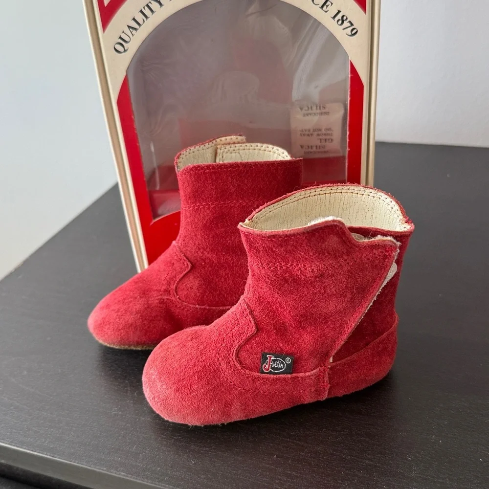 Vintage Justin Western‎ Leather Red Baby Boots